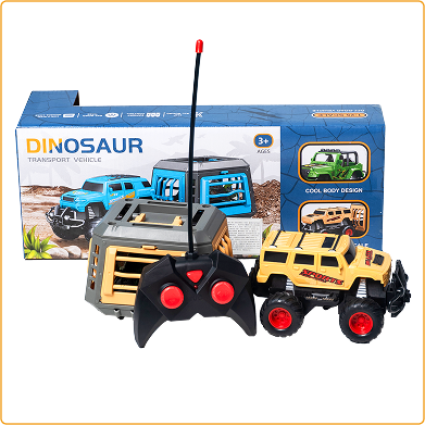 Carro eléctrico con Jaula y Dinosaurio