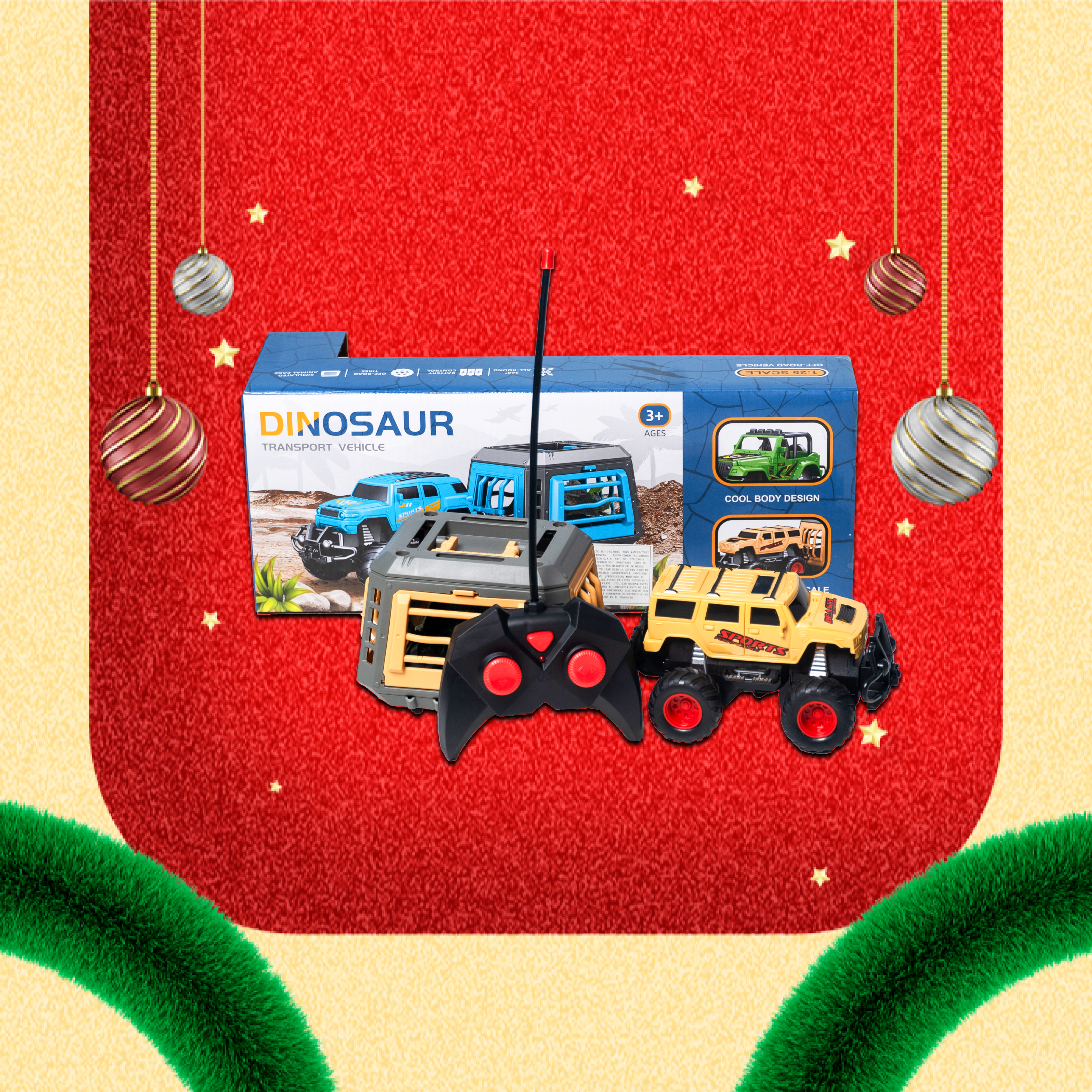 Carro eléctrico con Jaula y Dinosaurio